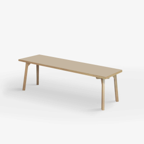 Domusnord Room zitbank met linoleum en eiken rand 150 cm - Macadamia / Warm Beige