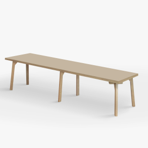 Domusnord Room zitbank met linoleum en eiken rand 200 cm - Macadamia / Warm Beige