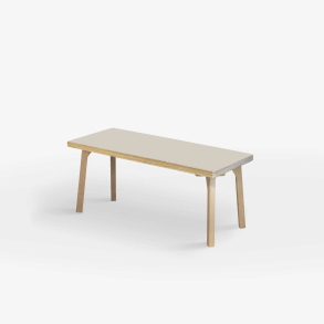 Domusnord Studio zitbank met linoleum en rand van berkenmultiplex 110 cm - Mushroom / Beige