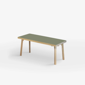 Domusnord Studio zitbank met linoleum en rand van berkenmultiplex 110 cm - Olive / Groen