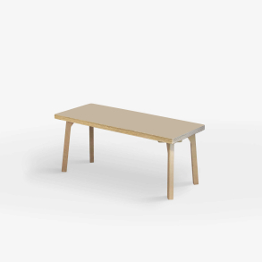 Domusnord Studio zitbank met linoleum en rand van berkenmultiplex 110 cm - Macadamia / Warm Beige