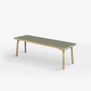 Domusnord Studio zitbank met linoleum en rand van berkenmultiplex 150 cm - Olive / Groen