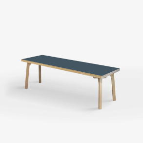 Domusnord Studio zitbank met linoleum en rand van berkenmultiplex 150 cm - Smokey Blue / Blauw