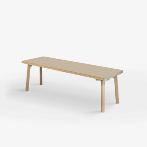 Domusnord Studio zitbank met linoleum en rand van berkenmultiplex 150 cm - Macadamia / Warm Beige