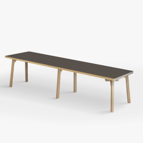 Domusnord Studio zitbank met linoleum en rand van berkenmultiplex 200 cm - Mauve / Bruin