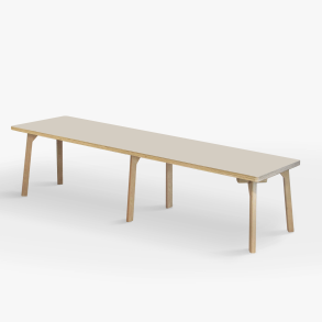 Domusnord Studio zitbank met linoleum en rand van berkenmultiplex 200 cm - Mushroom / Beige