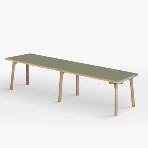 Domusnord Studio zitbank met linoleum en rand van berkenmultiplex 200 cm - Olive / Groen