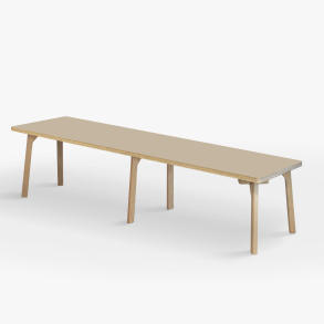 Domusnord Studio zitbank met linoleum en rand van berkenmultiplex 200 cm - Macadamia / Warm Beige