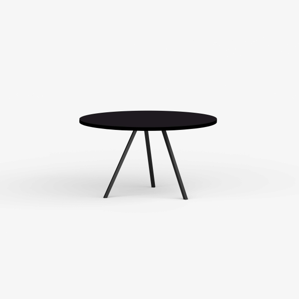 Domusnord Line View Linoleums rundt Spisebord sort kant 110 cm i 19 farver