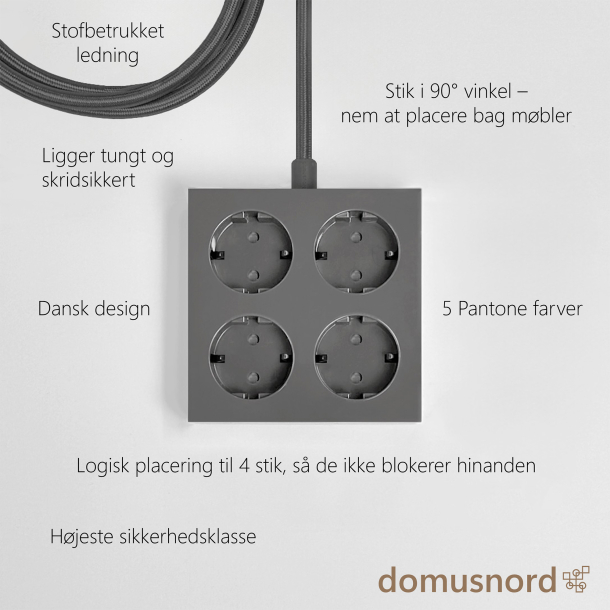 Domusnord Connector design stikdse  Granite Grey / gr