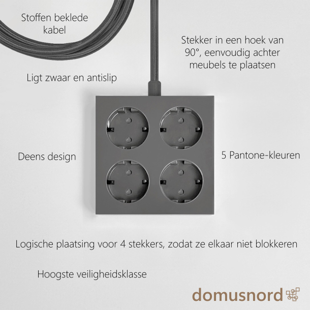 Domusnord Connector design stekkerdoos  Granite Grey / grijs