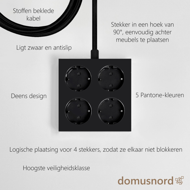 Domusnord Connector design stekkerdoos  Night Black / zwart