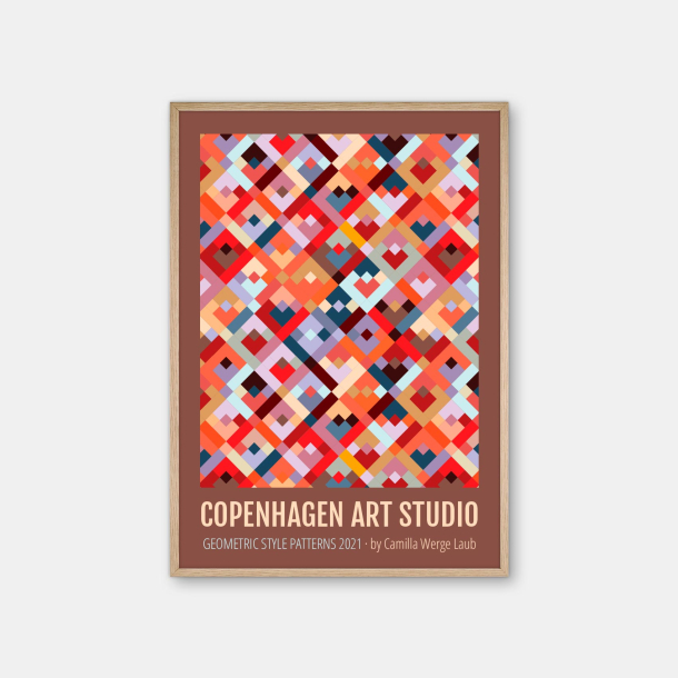 Copenhagen Art Studio + Camilla Werge Laub  Color Squares Geometric - brun rd plakat