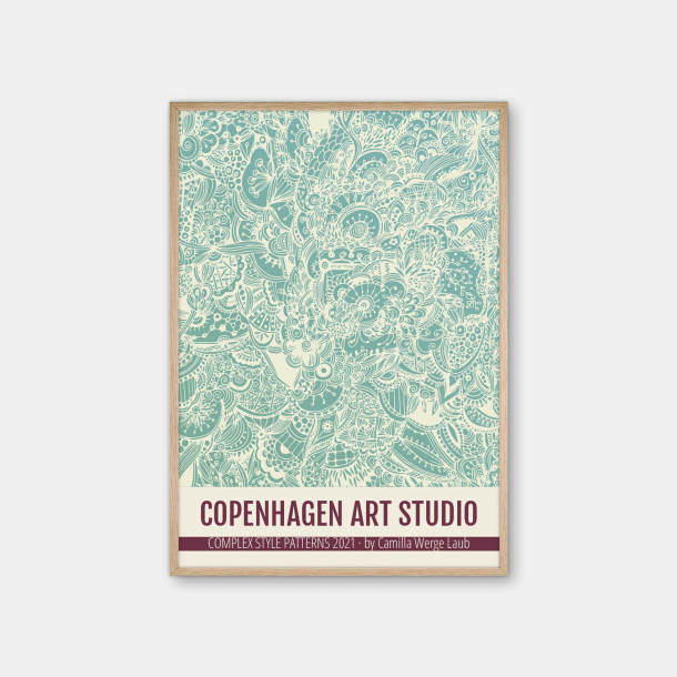 Copenhagen Art Studio + Camilla Werge Laub  Doodle Mint Complex - mint grn plakat