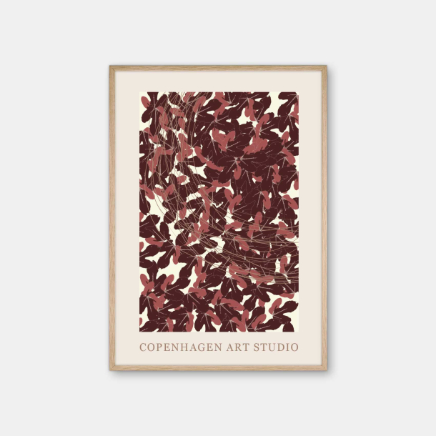 Copenhagen Art Studio - Leaves - bordeaux brun creme plakat