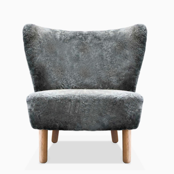 Domusnord Take a Break Lounge Chair Skin lnestol  lammeskind  Anthracite Grey - gr