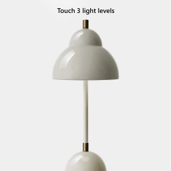 Domusnord Bubble Lampe gr� og messing tr�dl�s batteri bordlampe moderne klassisk dansk design lampe i Bauhaus stil 