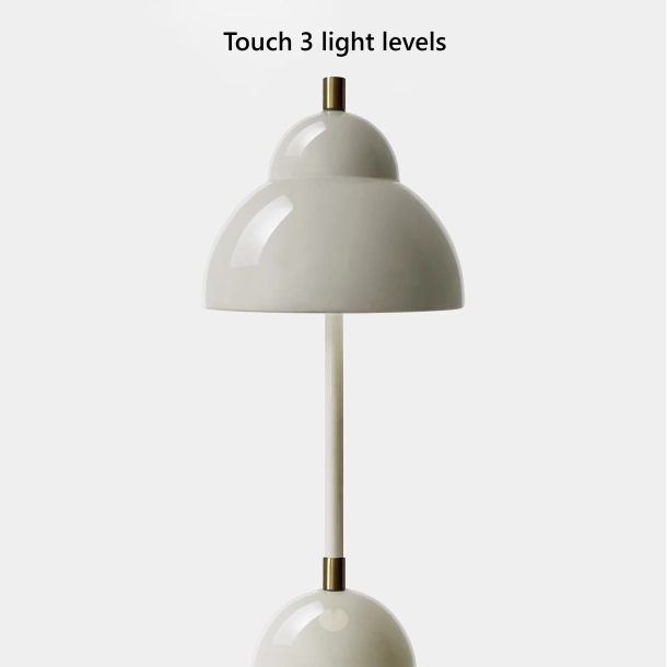 Domusnord Bubble Lampe gr� og messing tr�dl�s batteri bordlampe moderne klassisk dansk design lampe i Bauhaus stil 