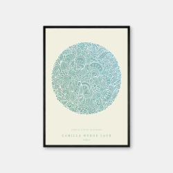 Copenhagen Art Studio + Camilla Werge Laub  Detailed Green Circle - mint grn plakat