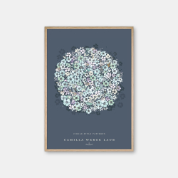 Copenhagen Art Studio + Camilla Werge Laub  Floral Blue Circle - bl plakat