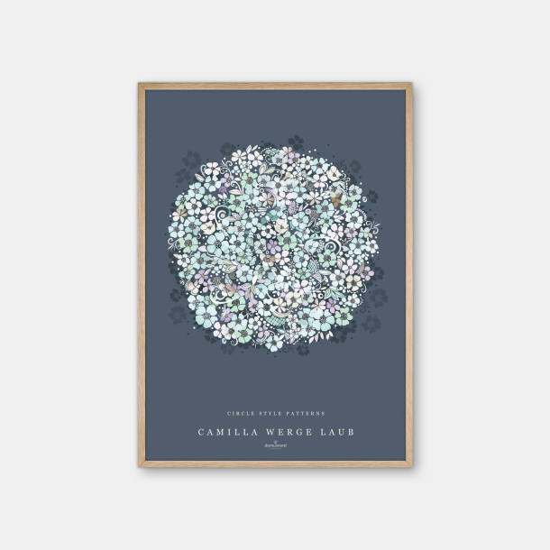 Copenhagen Art Studio + Camilla Werge Laub – Floral Blue Circle - blå plakat