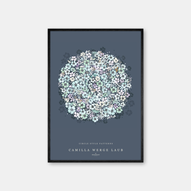 Copenhagen Art Studio + Camilla Werge Laub  Floral Blue Circle - bl plakat