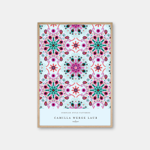 Copenhagen Art Studio + Camilla Werge Laub - Pointillism Mandala Complex - pink bl grn plakat