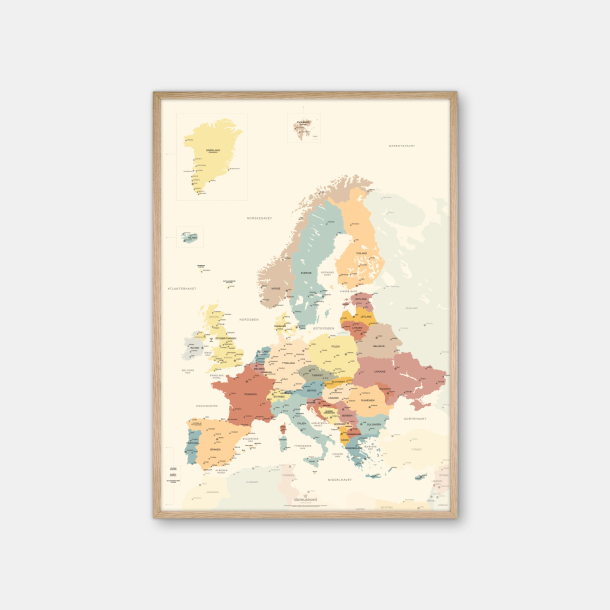 Domusnord Copenhagen - Europakort plakat 50x70 - beige