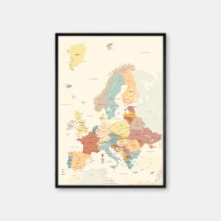 Domusnord Copenhagen - Europakort plakat - beige