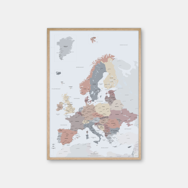 Domusnord Copenhagen - Europakort plakat 50x70 lysebl