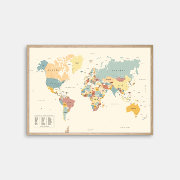 Domusnord Copenhagen - Verdenskort plakat 100x140 beige