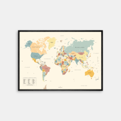 Domusnord Copenhagen - Verdenskort plakat - beige