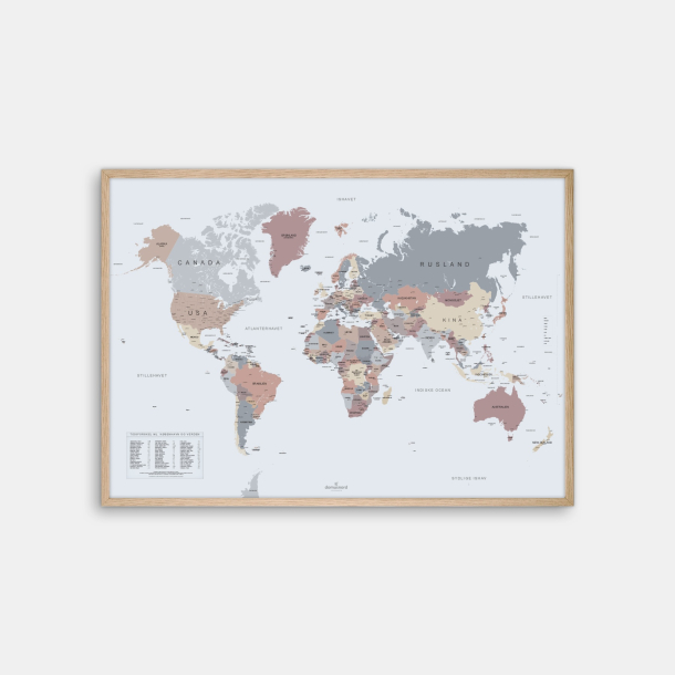 Domusnord Copenhagen - Verdenskort plakat 100x140 lysebl