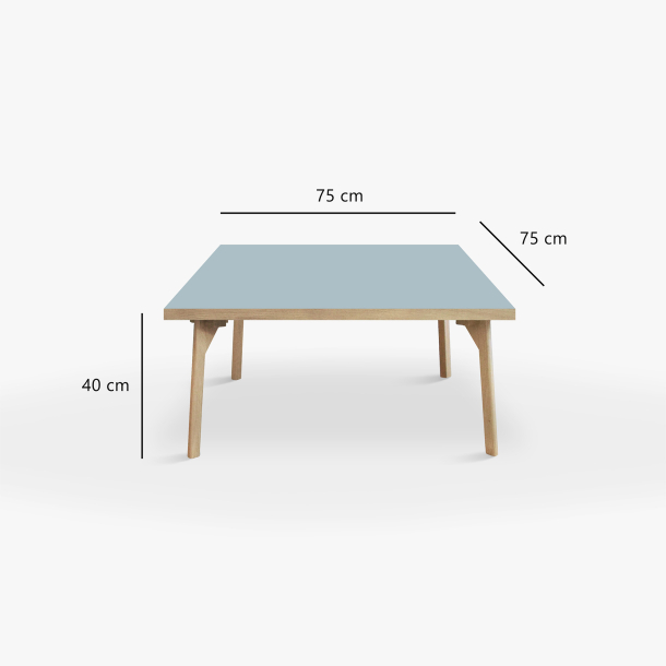Domusnord Coffee table Room Square Lounge Table - with linoleum and oak edge 75x75