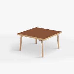 Domusnord Coffee table Room Square Lounge Table - with linoleum and oak edge 75x75