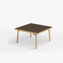 Domusnord Coffee table Room Square Lounge Table - with linoleum and oak edge 75x75