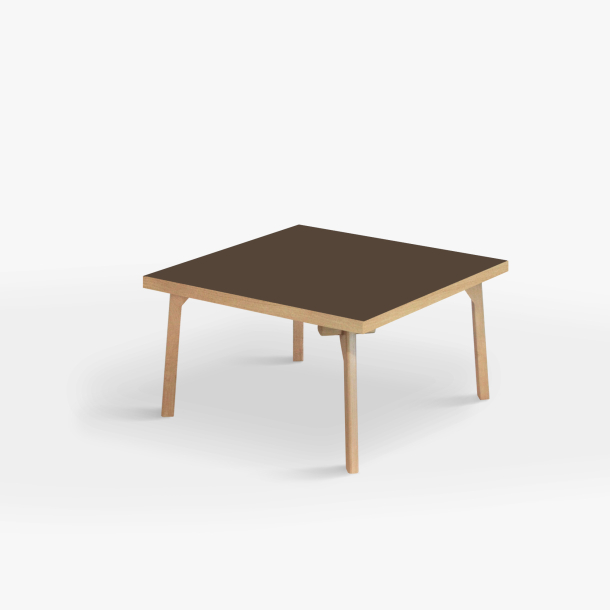 Domusnord Coffee table Room Square Lounge Table - with linoleum and oak edge 75x75