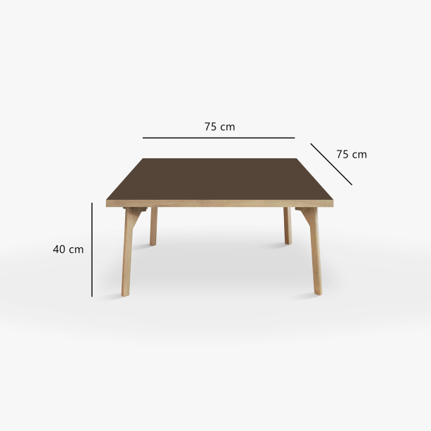 Domusnord Coffee table Room Square Lounge Table - with linoleum and oak edge 75x75