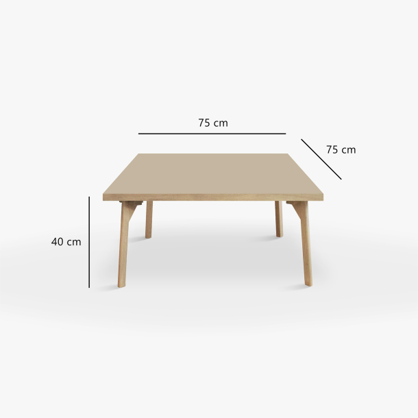 Domusnord Coffee table Room Square Lounge Table - with linoleum and oak edge 75x75