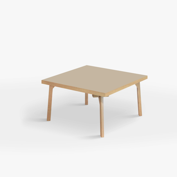 Domusnord Coffee table Room Square Lounge Table - with linoleum and oak edge 75x75