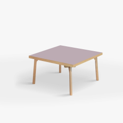 Domusnord Coffee table Room Square Lounge Table - with linoleum and oak edge 75x75