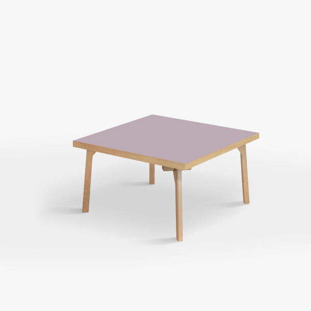 Domusnord Coffee table Room Square Lounge Table - with linoleum and oak edge 75x75