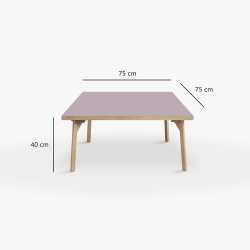 Domusnord Coffee table Room Square Lounge Table - with linoleum and oak edge 75x75