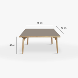 Domusnord Coffee table Room Square Lounge Table - with linoleum and oak edge 75x75