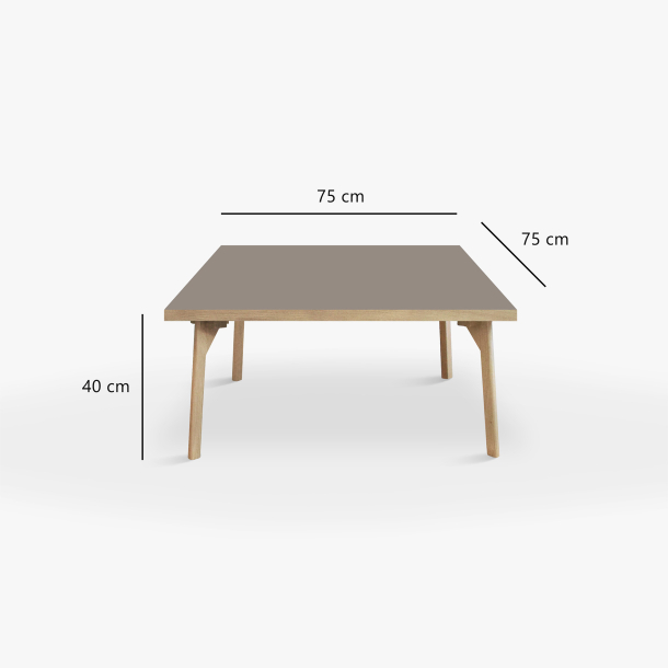 Domusnord Coffee table Room Square Lounge Table - with linoleum and oak edge 75x75