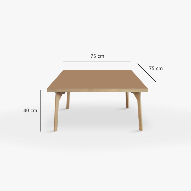 Domusnord Coffee table Room Square Lounge Table - with linoleum and oak edge 75x75