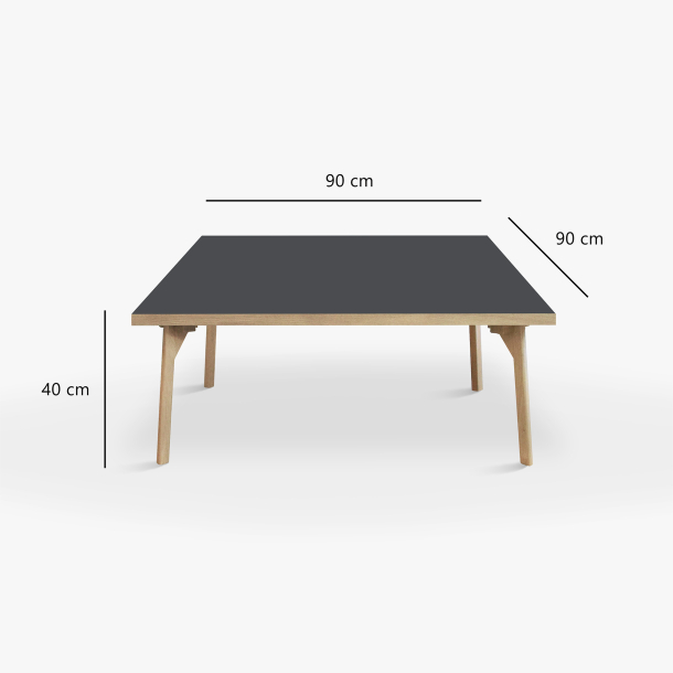 Domusnord Sofabord Room Kvadratisk Lounge Table  med linoleum og eg kant 90x90cm