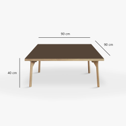 Domusnord Sofabord Room Kvadratisk Lounge Table  med linoleum og eg kant 90x90cm