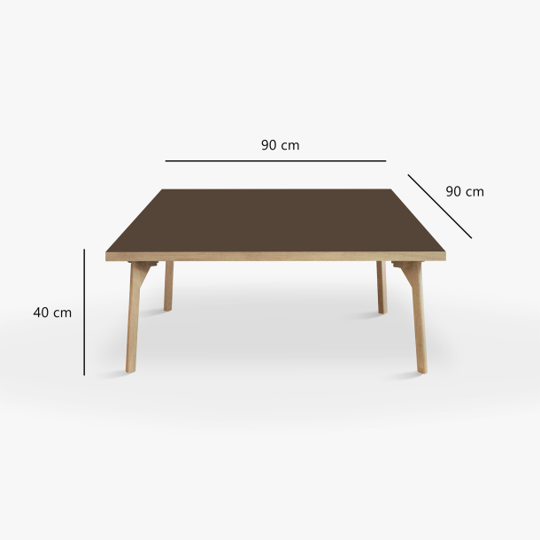 Domusnord Sofabord Room Kvadratisk Lounge Table  med linoleum og eg kant 90x90cm