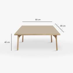 Domusnord Sofabord Room Kvadratisk Lounge Table  med linoleum og eg kant 90x90cm
